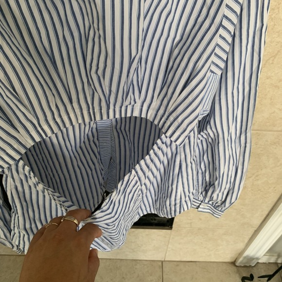 Anthropologie Maeve Stripe Long-Sleeve Cut-Out Shirt Size M $60 - Picture 5 of 7